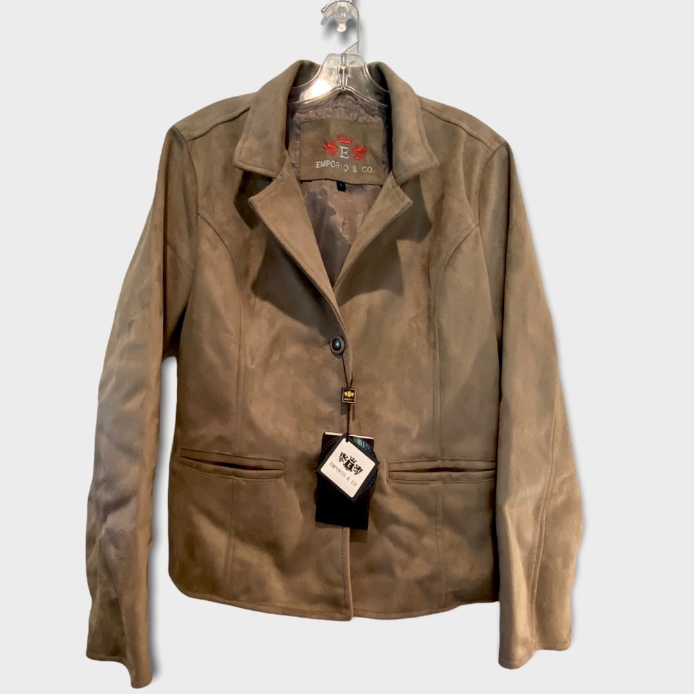 NWT Emporio & Co Faux Suede Jacket Made in Italy Sz L